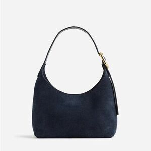 Elegant Madewell Navy Blue Suede Sculptural Shoulder Bag